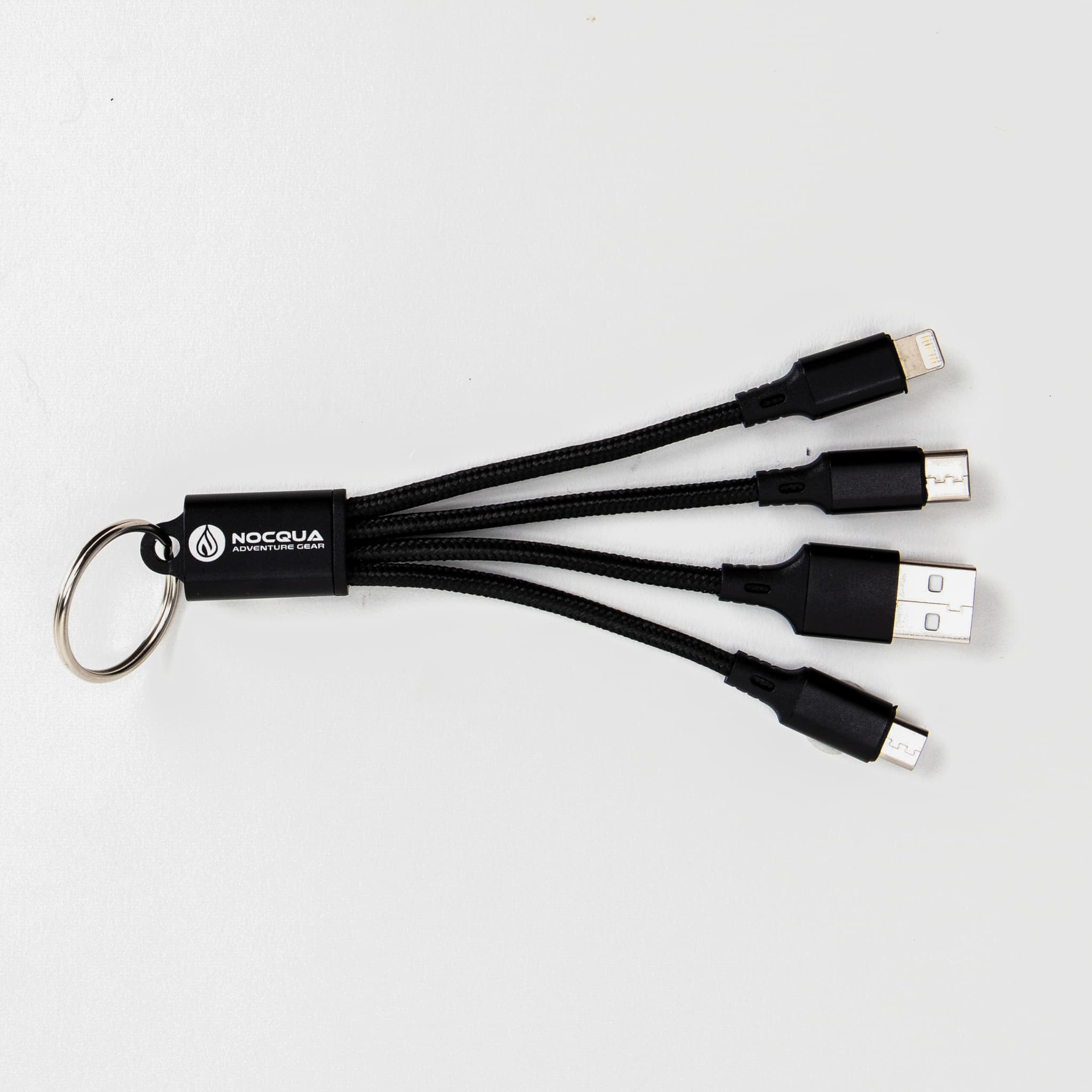 Nocqua Quad Charging Cable. Lighting, USB-C, Micro USB & USB